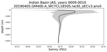 Indian Basin Salinity vs depth