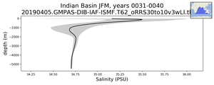 Indian Basin Salinity vs depth