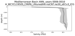 Mediterranean Basin Salinity vs depth