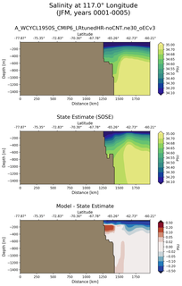 JFM Salinity at 117.0$\degree$ Longitude JFM