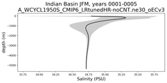 Indian Basin Salinity vs depth
