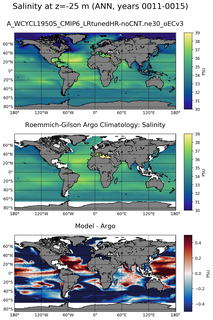ANN Model Salinity compared with Argo observations