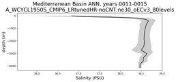 Mediterranean Basin Salinity vs depth