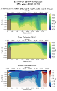 JAS Salinity at 198.0$\degree$ Longitude JAS