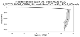 Mediterranean Basin Salinity vs depth