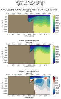 JFM Salinity at 75.0$\degree$ Longitude JFM