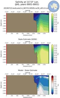 JAS Salinity at 117.0$\degree$ Lon. JAS