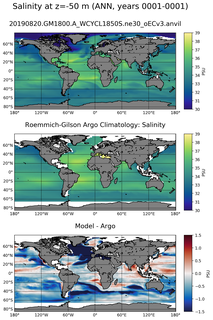ANN Model Salinity compared with Argo observations
