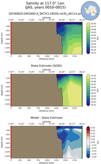 JAS Salinity at 117.0$\degree$ Lon. JAS
