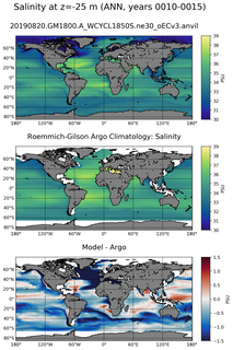 ANN Model Salinity compared with Argo observations