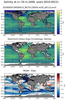 ANN Model Salinity compared with Argo observations