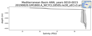 Mediterranean Basin Salinity vs depth