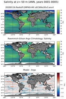 ANN Model Salinity compared with Argo observations