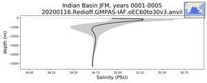 Indian Basin Salinity vs depth