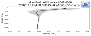 Indian Basin Salinity vs depth