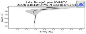 Indian Basin Salinity vs depth