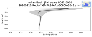 Indian Basin Salinity vs depth