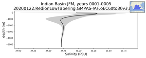Indian Basin Salinity vs depth