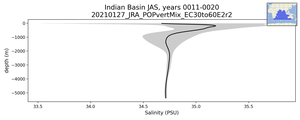 Indian Basin Salinity vs depth