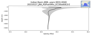 Indian Basin Salinity vs depth