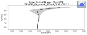 Indian Basin Salinity vs depth