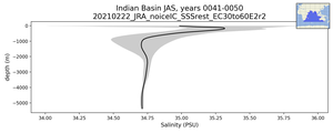 Indian Basin Salinity vs depth