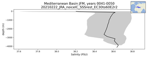 Mediterranean Basin Salinity vs depth