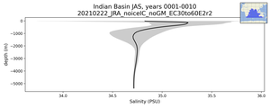 Indian Basin Salinity vs depth