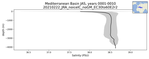 Mediterranean Basin Salinity vs depth