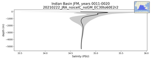 Indian Basin Salinity vs depth
