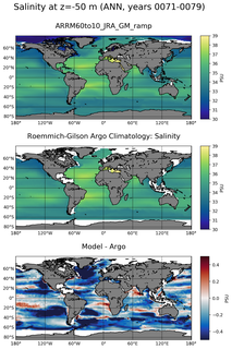 ANN Model Salinity compared with Argo observations