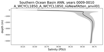 Southern Ocean Basin Salinity vs depth