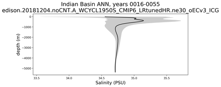 Indian Basin Salinity vs depth