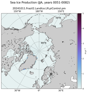 JJA JJA Climatology Map of Northern-Hemisphere Sea Ice Production