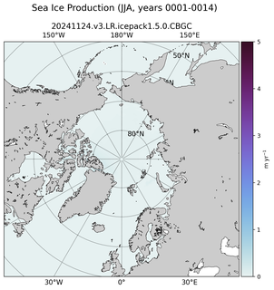JJA JJA Climatology Map of Northern-Hemisphere Sea Ice Production