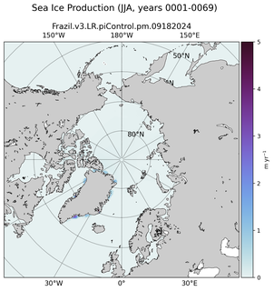 JJA JJA Climatology Map of Northern-Hemisphere Sea Ice Production