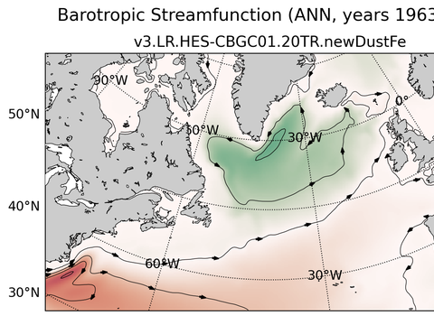 Subpolar North Atlantic Horizontal Streamfunction