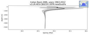 Indian Basin Salinity vs depth