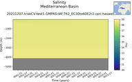 Time series of Mediterranean Basin Salinity vs depth
