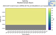 Time series of Mediterranean Basin Salinity vs depth
