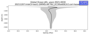 Global Ocean Salinity vs depth