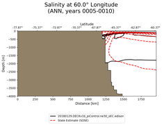 ANN Salinity at 60.0$\degree$ Longitude ANN