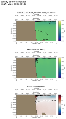 ANN Salinity at 0.0$\degree$ Longitude ANN