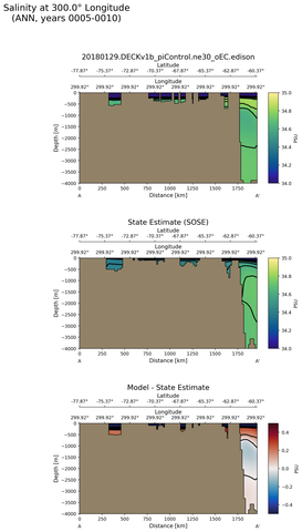 ANN Salinity at 300.0$\degree$ Longitude ANN