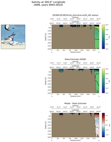 ANN Salinity at 300.0$\degree$ Longitude ANN