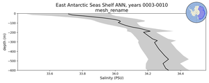 East Antarctic Seas Shelf Salinity vs depth