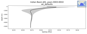 Indian Basin Salinity vs depth