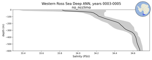 Western Ross Sea Deep Salinity vs depth