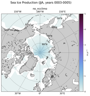 JJA JJA Climatology Map of Northern-Hemisphere Sea Ice Production