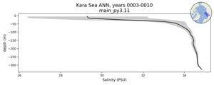 Kara Sea Salinity vs depth